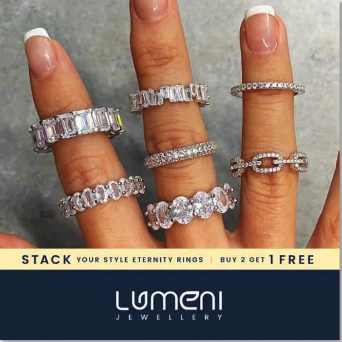 Jewellery ad: stack your style eternity rings