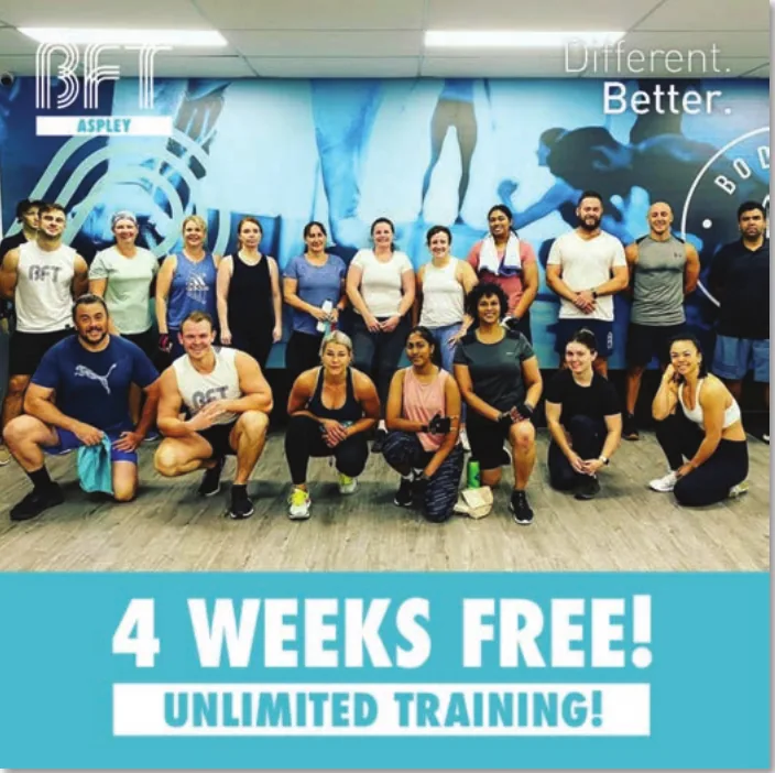 Gym community ad: four weeks free unlimited training